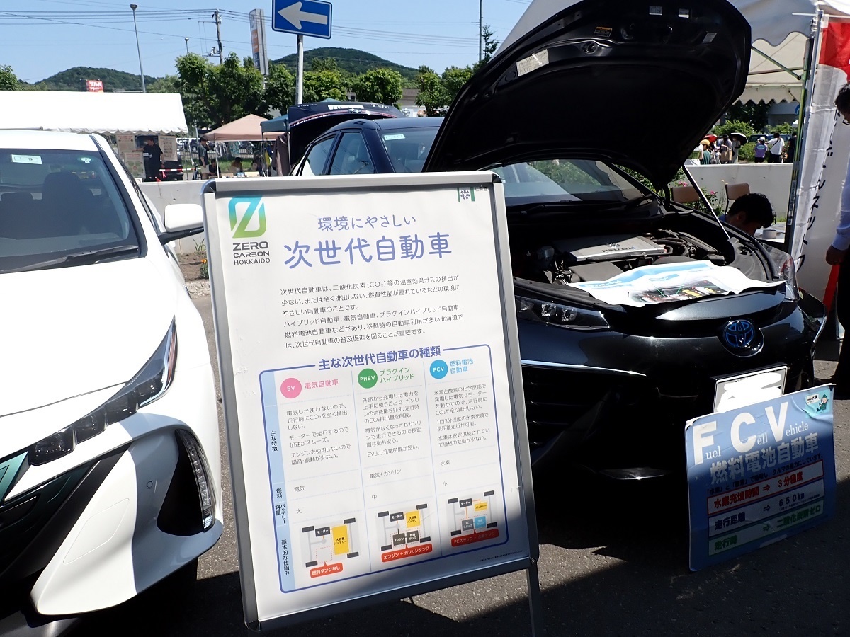 道有車を用いた、北海道電力ネットワーク株式会社様による次世代自動車の啓発の様子