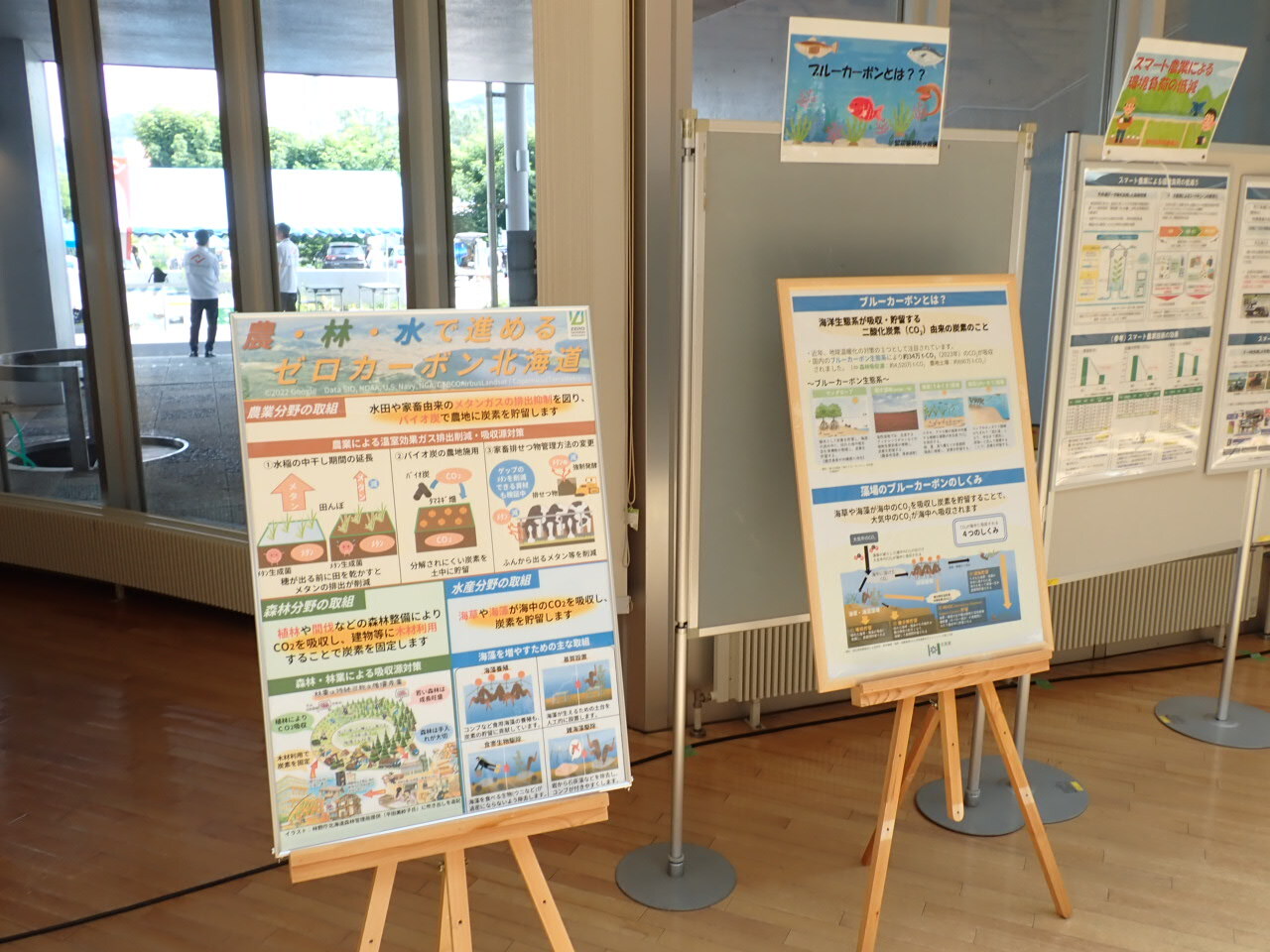 水産課による地域におけるブルーカーボンの推進による水産業振興に関するパネル展示の様子